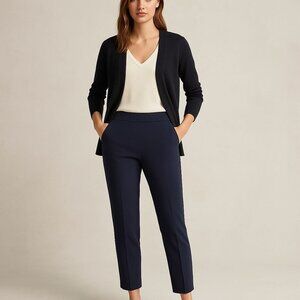 Hugo Boss Tahwena Womens Navy Blue Slim Fit Trousers Pull-On Dress Pants Size 8